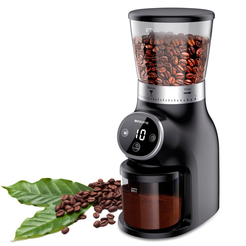 Beeone Coffee Grinder Electric with Precision Timer Adjustable Burr Mill with 31 Precise Settings Coffee Been Grinder for Home Use for Espresso and Turkish Coffee Drip and French Press Black