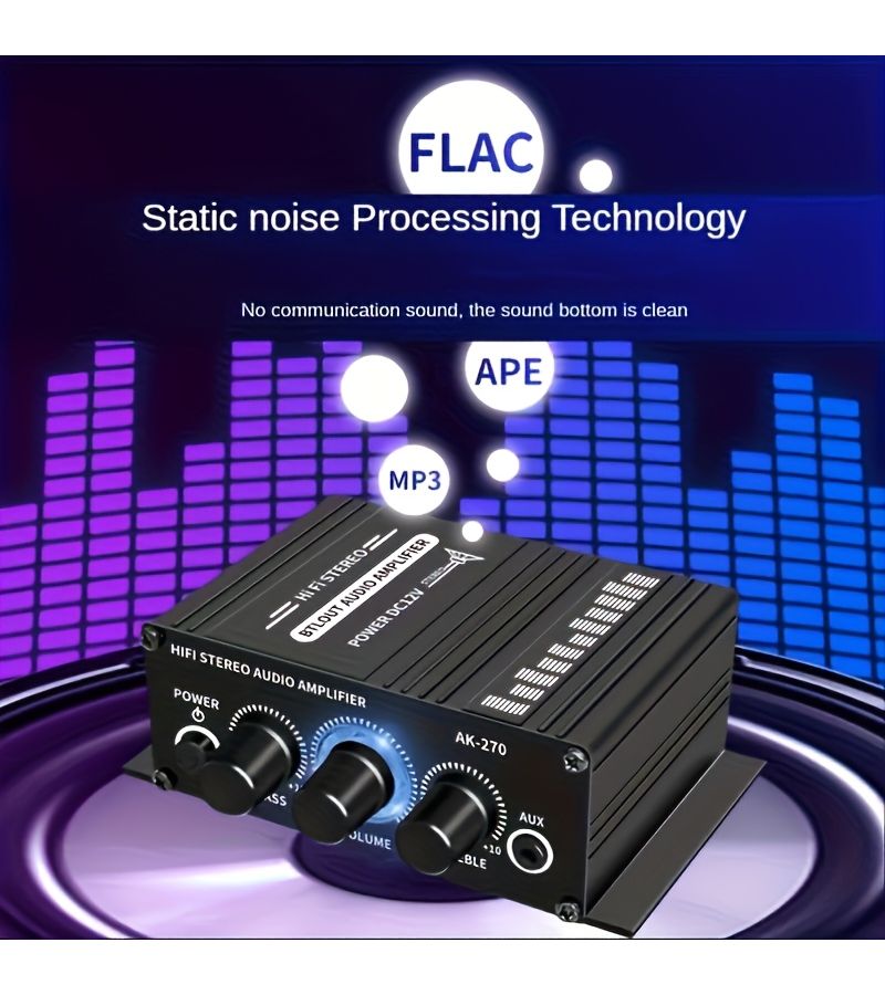 400W Mini 2 Channel Car Audio Amplifier with Bass Boost Treble Control RCA AUX - Image 4