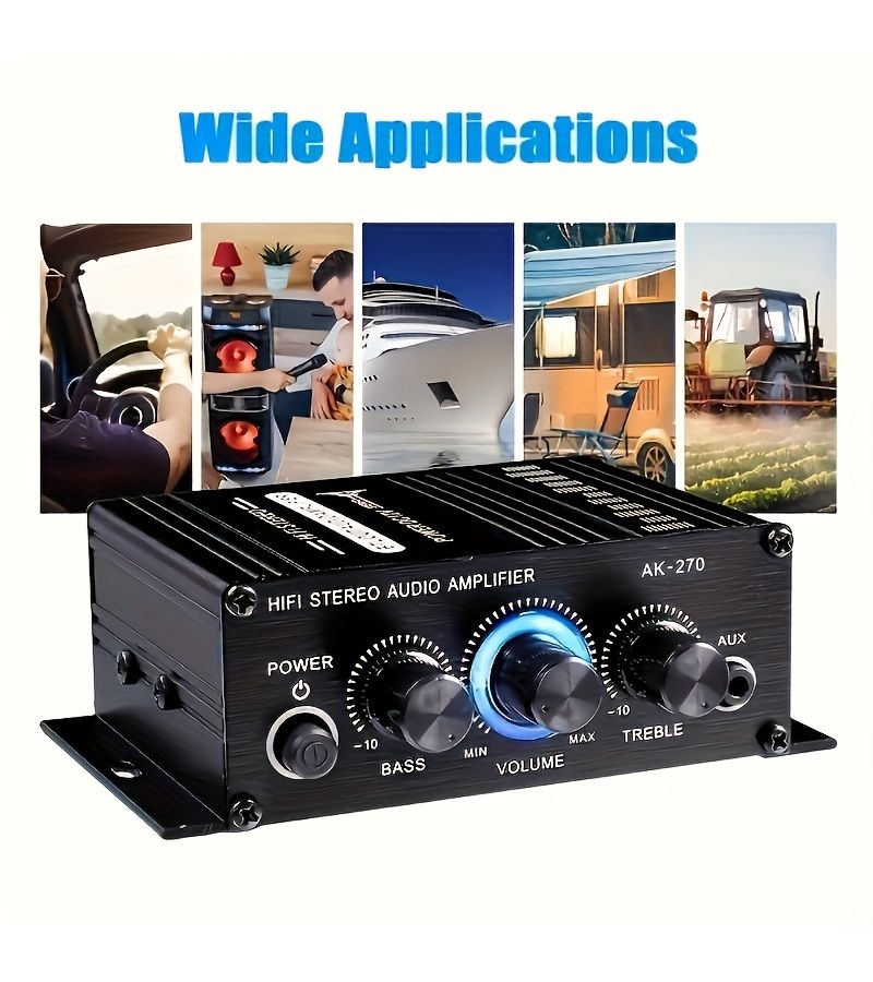 400W Mini 2 Channel Car Audio Amplifier with Bass Boost Treble Control RCA AUX - Image 5