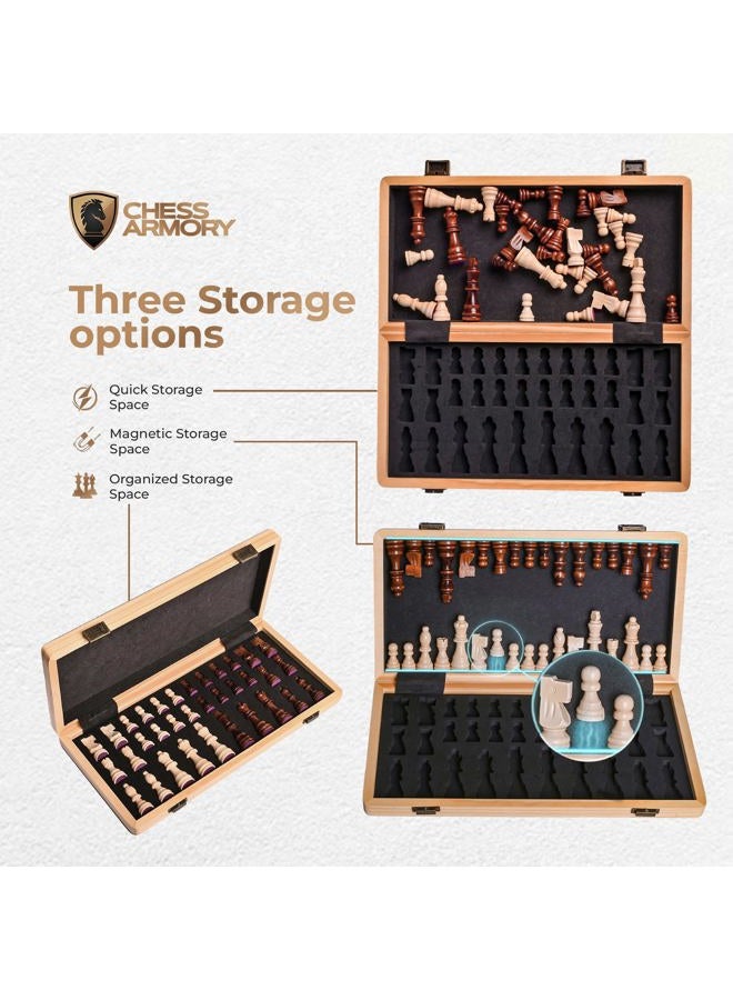 Chess Armory Chess Sets by - 15 Inch Magnetic Wooden Chess Set Board Game for Adults and Kids with Extra Queen Pieces - Image 3