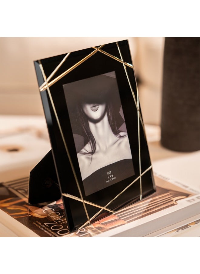 MAAC HOME - MAAC Home Versatile Line Frame: Chic Black &amp; Golden Décor Accent - Small   Sleek Unique Design Photo Potrait Frame with Distressed Finish for Elegant Look, Ideal for Home Decor, Home Gallery or Family Portraits - Image 1