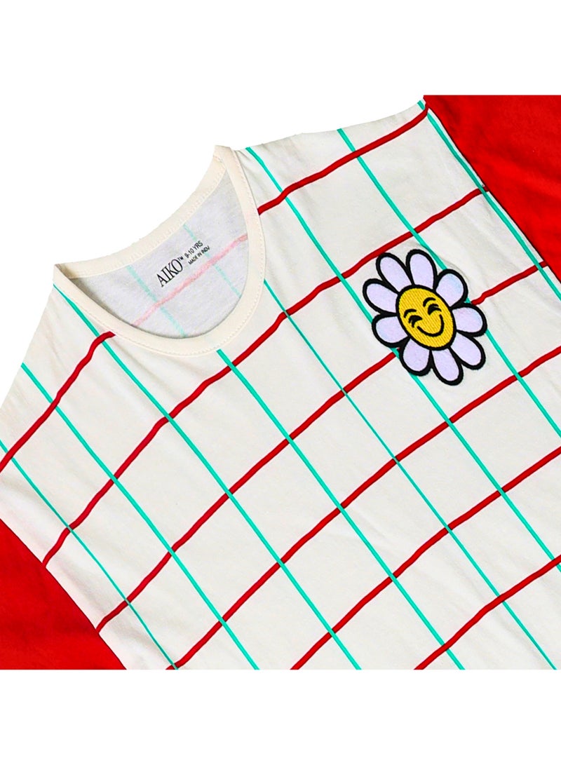 AIKO - طقم مكون من قطعتين من توب قصير وبنطال رياضي باللونين الأحمر والأبيض للأطفال من عمر 9 إلى 10 سنوات - Image 4