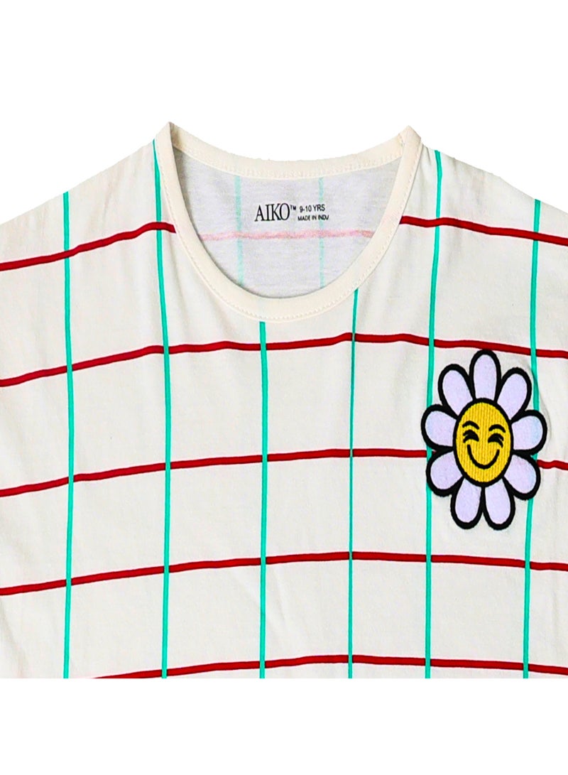 AIKO - طقم مكون من قطعتين من توب قصير وبنطال رياضي باللونين الأحمر والأبيض للأطفال من عمر 9 إلى 10 سنوات - Image 5