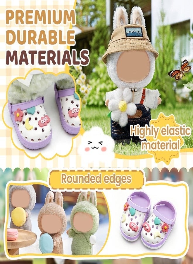 OLLBIT Doll Shoes,6.7in(17cm) Plastic Doll Dress up Shoes,Doll Decoration Accessories for Mini Clog Shoes with Cute Decoratives,Dual-Tone Oil Painting Design with Removable Ornament (Purple) - Image 4