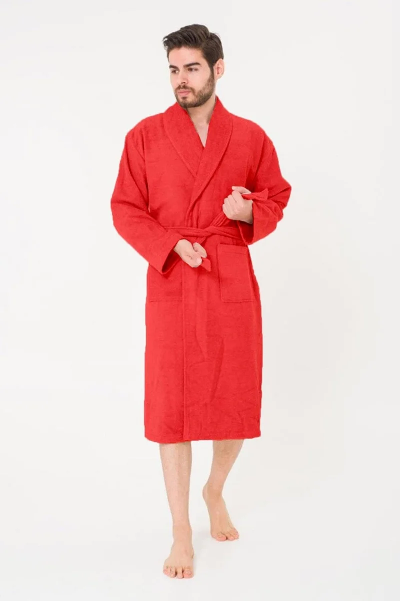 Cotenconcept King Size Cotton Shawl Collar Men's Bathrobe
