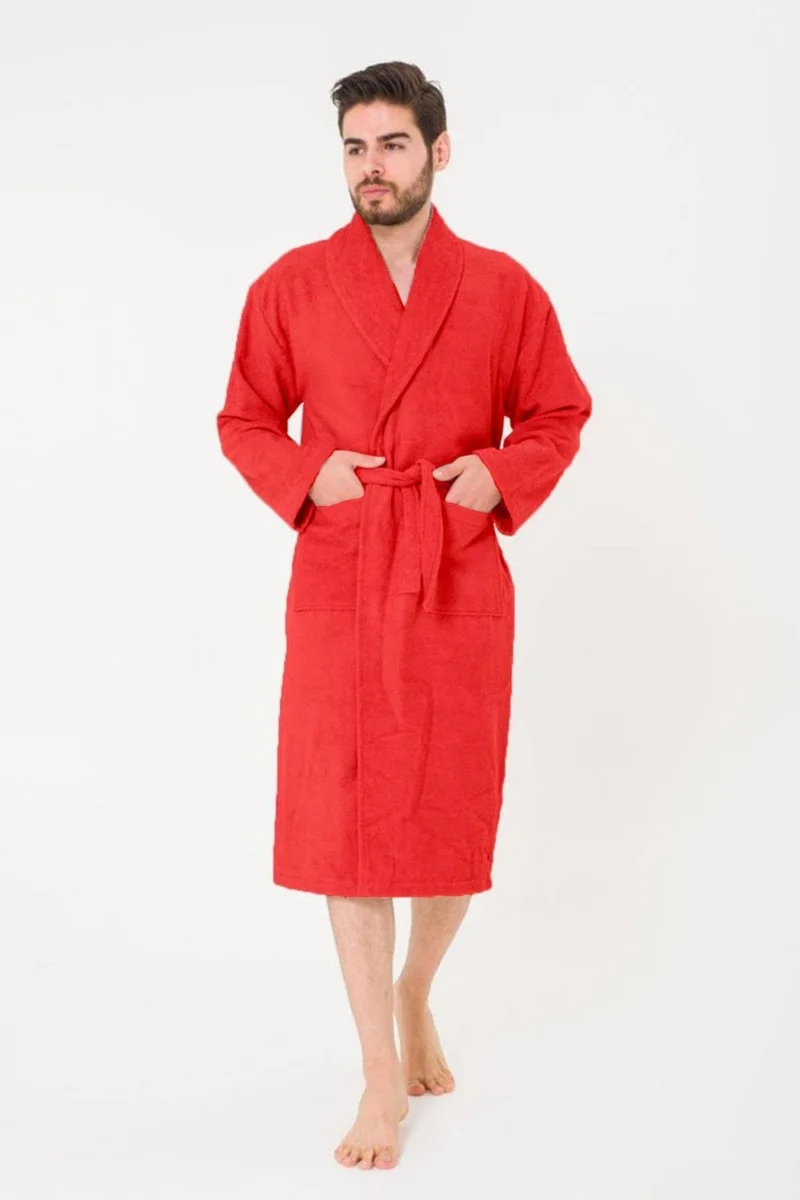 Cotenconcept King Size Cotton Shawl Collar Men's Bathrobe