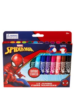 MARVEL Spider-Man 12Pc Jumbo Fibre Markers  - Image 1