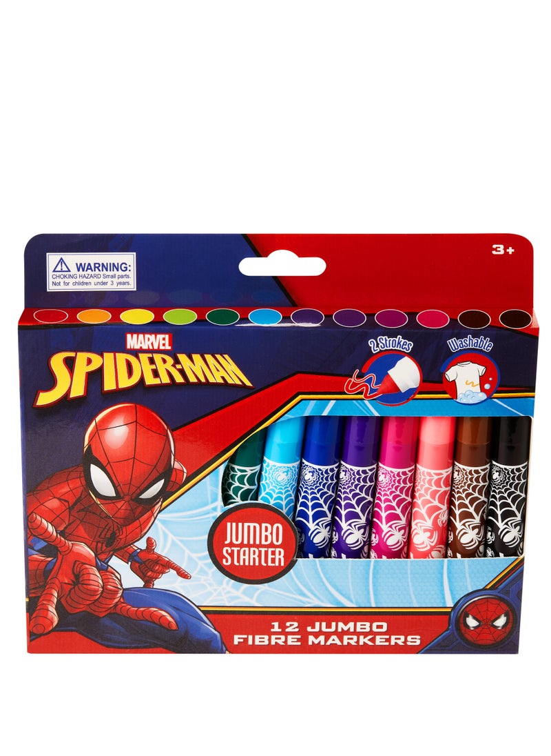 MARVEL Spider-Man 12Pc Jumbo Fibre Markers  - Image 1