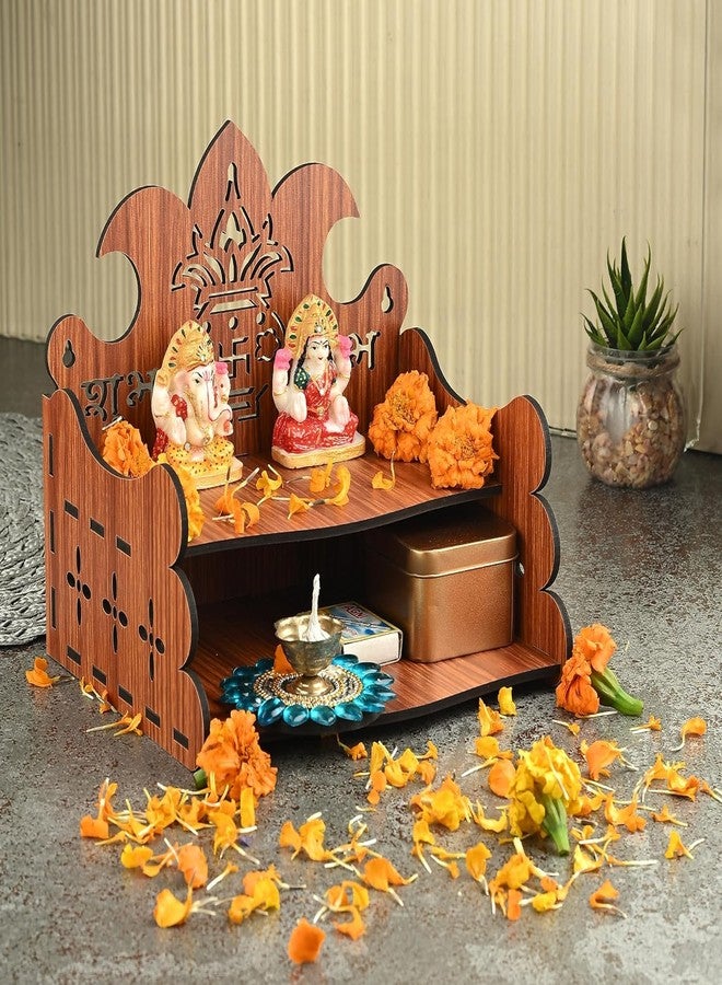 Fliptic Wooden Mandir for Home | Compact Pooja Mandir for Home & Office | Wooden Puja Ghar Stand for Prayer Room | Small Devghar Temple for Living Room Decor & Daily Worship - Image 1