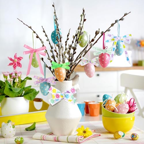 SANNIX 20 Pieces 40 Yards Easter Ribbon, 3 Size Grosgrain Ribbons Eggs Bunny Carrot Spring Flower Craft Ribbon for Gift Wrapping Easter Basket Wreaths Decoration(20x2yd) - Image 4