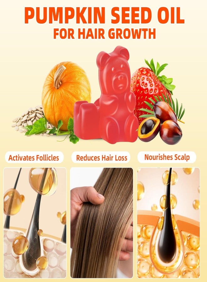 Mchokuu Pumpkin Seed Oil Supplement Gummies with Saw Palmetto for Hair Growth & Skin Health Support, High Pure Extract for Women & Men Extra Strength Pumpkin Seed, Strawberry Flavor, 60 Count - Image 4