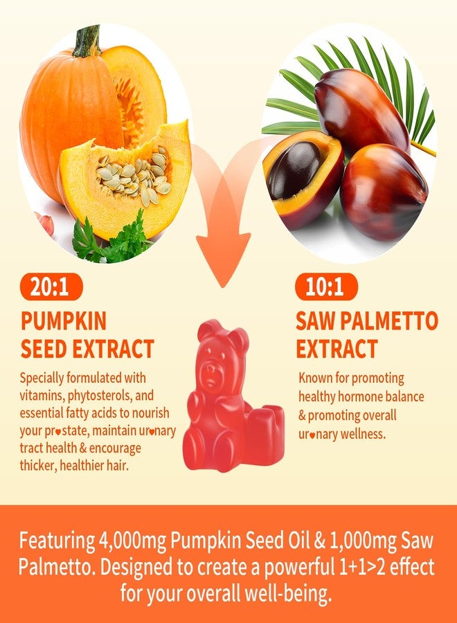Mchokuu Pumpkin Seed Oil Supplement Gummies with Saw Palmetto for Hair Growth & Skin Health Support, High Pure Extract for Women & Men Extra Strength Pumpkin Seed, Strawberry Flavor, 60 Count - Image 2
