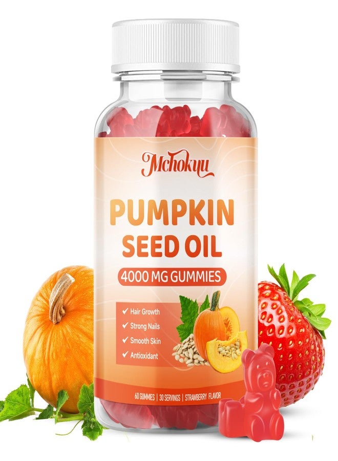 Mchokuu Pumpkin Seed Oil Supplement Gummies with Saw Palmetto for Hair Growth & Skin Health Support, High Pure Extract for Women & Men Extra Strength Pumpkin Seed, Strawberry Flavor, 60 Count - Image 1
