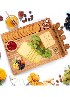 Loquat Bamboo Cheese Board and Knife Set Brown/Silver 13inch  - Image 5