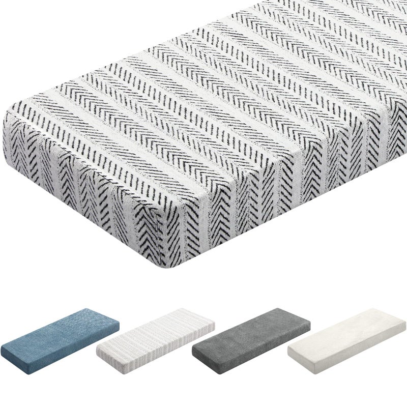 Leinuosen Bench Cushion 42x16x4 Inch for Indoor Furniture Weaving Texture Chenille Kitchen Bay Window Non Slip Seat Cushion Tufted Thicken Pad for Patio Porch, Mud Room Entryway (Black and White) - Image 1