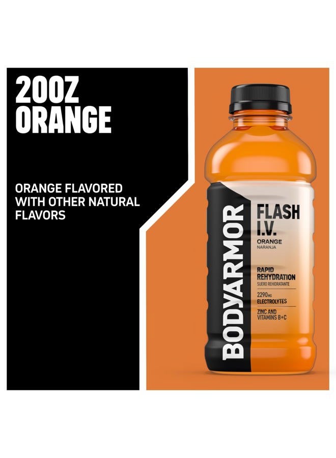 BODYARMOR Flash I.V. Electrolyte Beverage, Orange, Hydration Drink with Coconut Water For Rapid Rehydration, Post Workout Recovery, 20 Fl Oz (Pack of 12) - Image 3