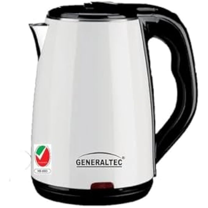 جنرال تيك غلاية كهربائية لاسلكية من الفولاذ المقاوم للصدأ سعة 18 لترًا، طراز Gek220، 1500 واط، هيكل بارد الملمس، إيقاف تشغيل تلقائي، حماية من الغليان الجاف، ضمان لمدة عام واحد