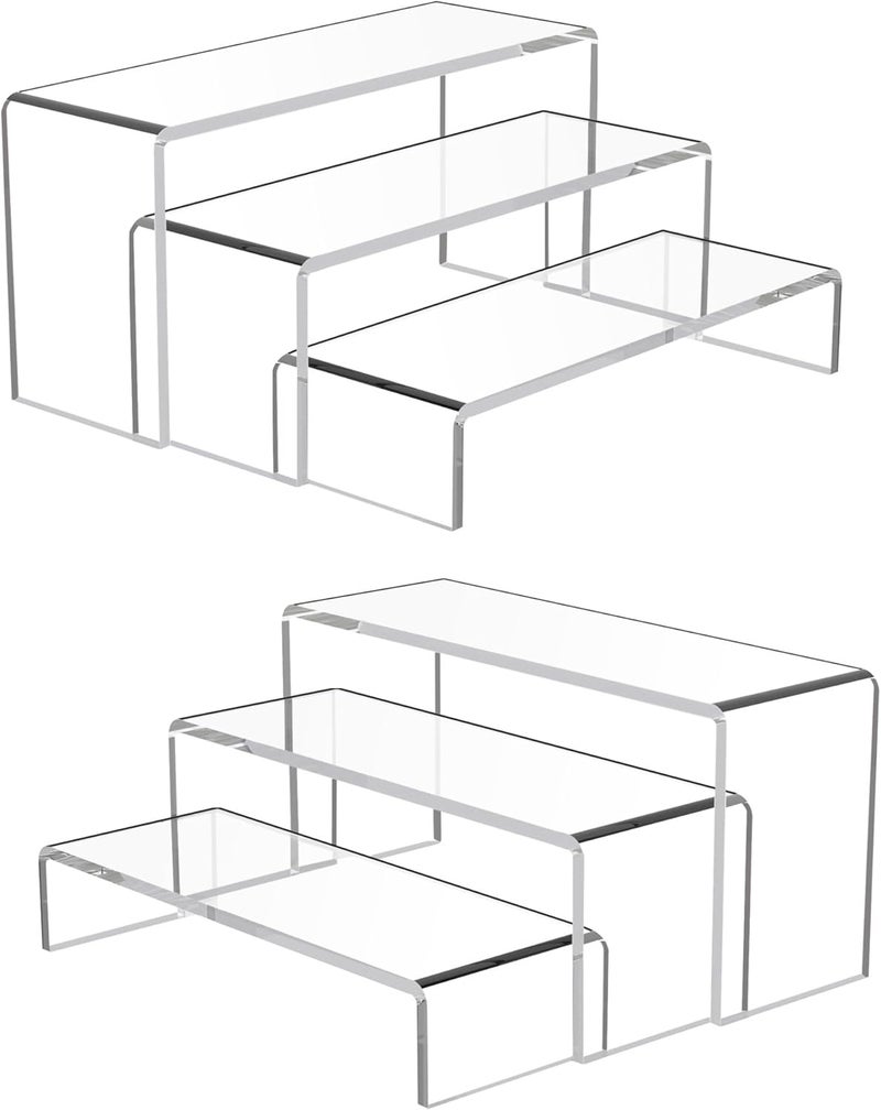 Goabroa Acrylic Display Risers, Clear Rectangle Stands Shelf for Display 6pcs - Image 1
