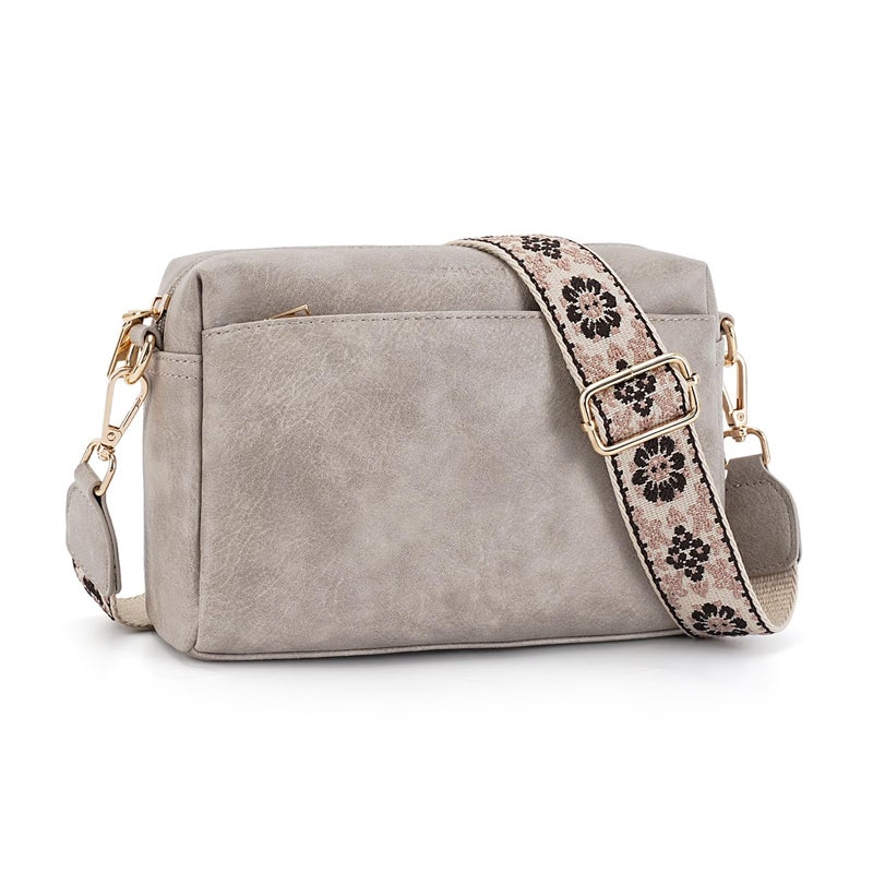 APHISON Small Crossbody Bags for Women, Triple Zip Crossbody Cell Phone Purse Shoulder Handbags with Adjustable Strap Gray - Image 1