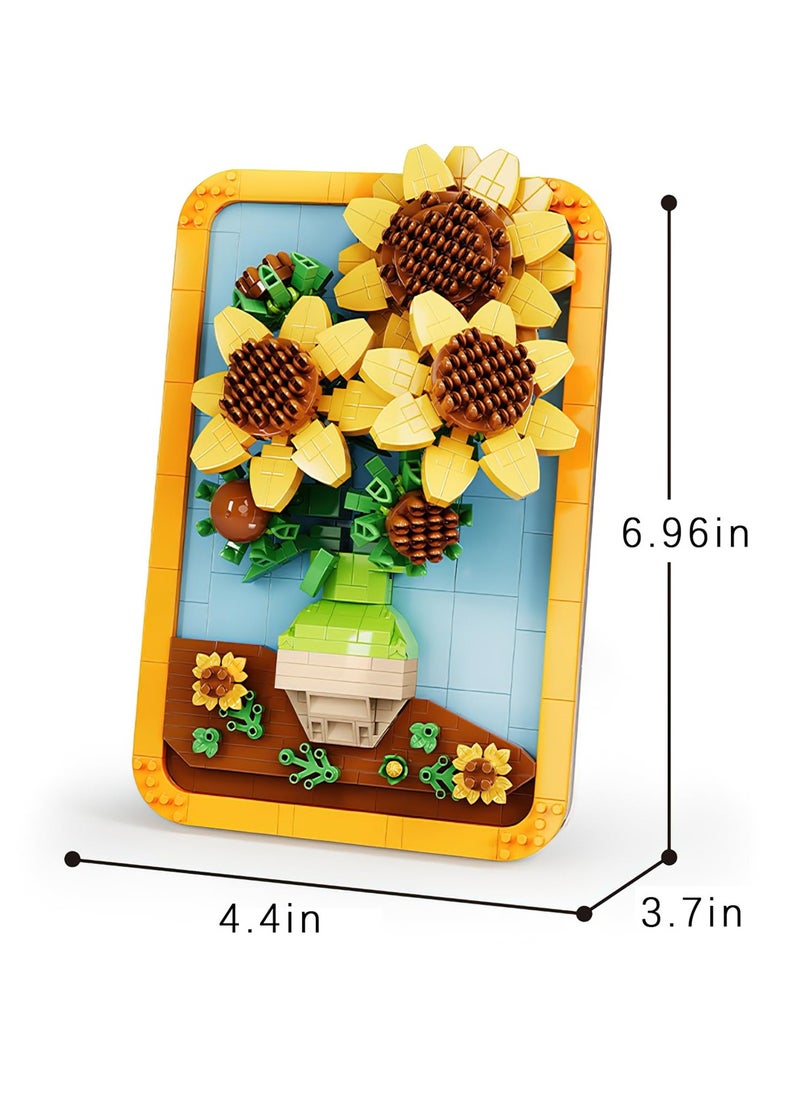 SYOSI - Vincent Van Gogh Sunflower Painting Building Block Kit, 871 Pieces, 3D Famous Art Micro Mini Set for Adults, Home Decor Model Toy, Not Compatible with Lego - Image 1