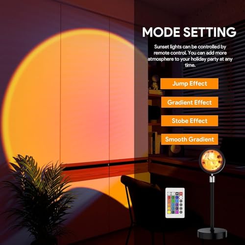 HashWOW® Sunset Night Light 16 Colors Changing Sunset Projection Lamp with Remote | Romantic LED Night Light for Bedroom, Couples, Kids, Adults | Mood Lighting for Home,Party (Multicolor, Plastic) - Image 3