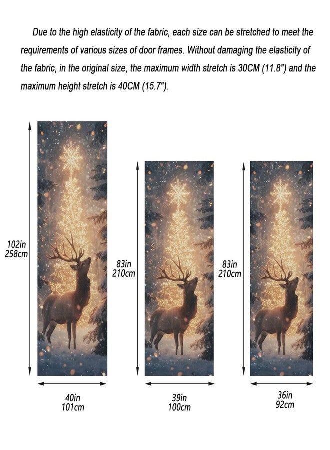 Burbuja Christmas Deer Door Cover, Stretch Fabric Backdrop Door Porch Covers for Home Party Holidays Decoration, 35x79 In - Image 3