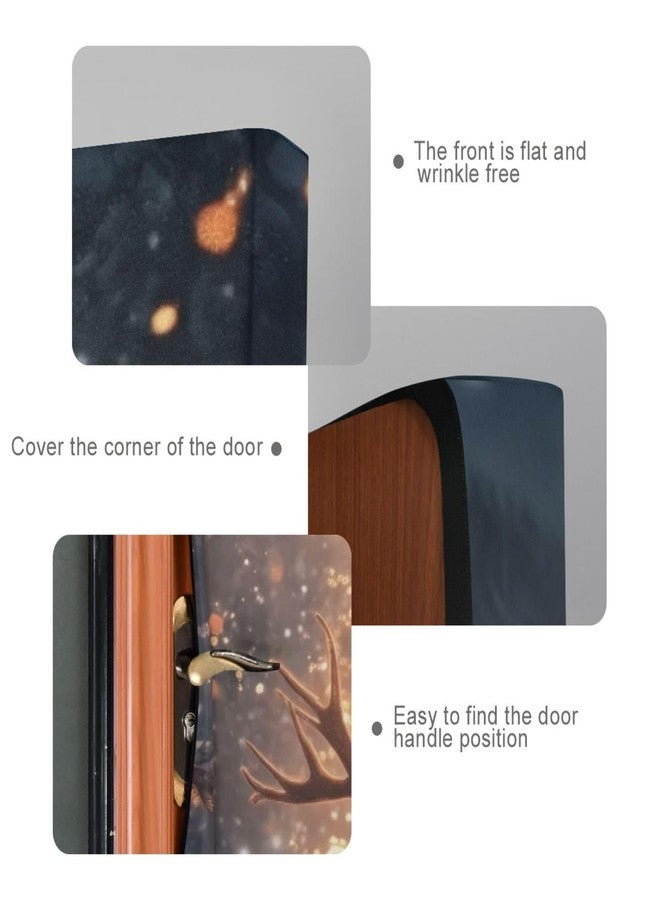 Burbuja Christmas Deer Door Cover, Stretch Fabric Backdrop Door Porch Covers for Home Party Holidays Decoration, 35x79 In - Image 4