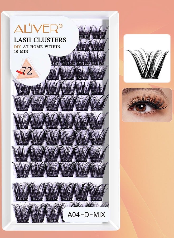 72 Pcs Lash Clusters Eyelash Extensions Wispy False Eyelashes Lash Clusters DIY Eyelash Extensions Individual False Eyelashes for Women 04