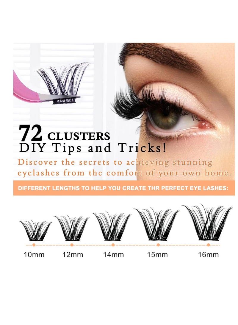 72 Pcs Lash Clusters Eyelash Extensions Wispy False Eyelashes Lash Clusters DIY Eyelash Extensions Individual False Eyelashes for Women 04