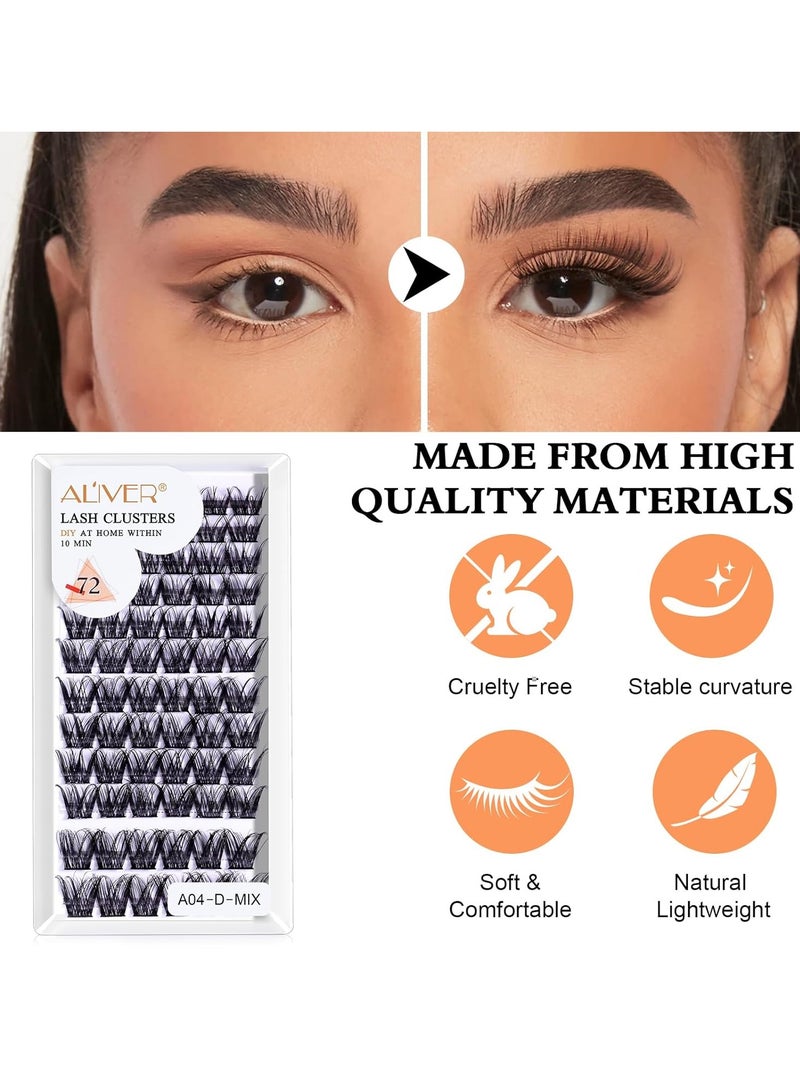 72 Pcs Lash Clusters Eyelash Extensions Wispy False Eyelashes Lash Clusters DIY Eyelash Extensions Individual False Eyelashes for Women 04
