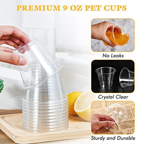 Vplus 200 Pack 9 OZ PET Plastic Cups with Dome Lids, Crystal Disposable Plastic Cups For Parfait, Fruit, Desserts, Snacks, Yogurt, and Jelly - Image 3
