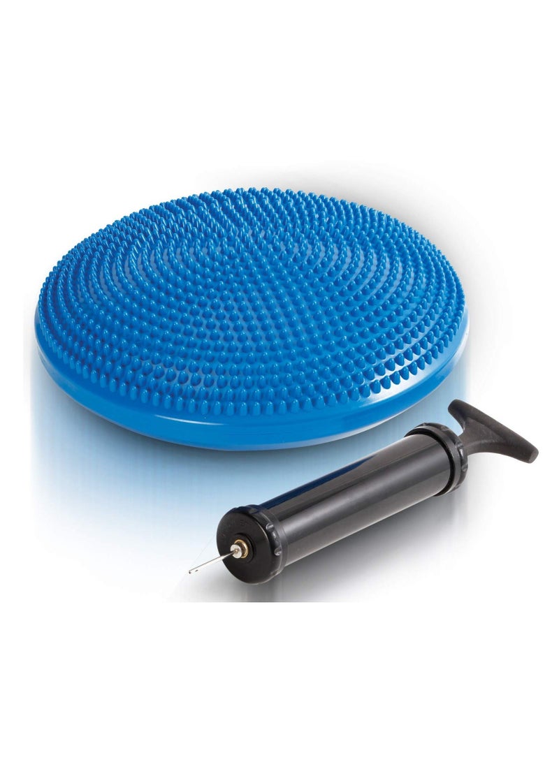 Generic Inflated Air Stability Wobble Cushion w Air Pump Anti-Burst Wiggle Seat Toxin-Free Inflatable Exercise Fitness Core Balance Disc for Better Seating Therapy Sensory Cushion for School Chair - Image 1