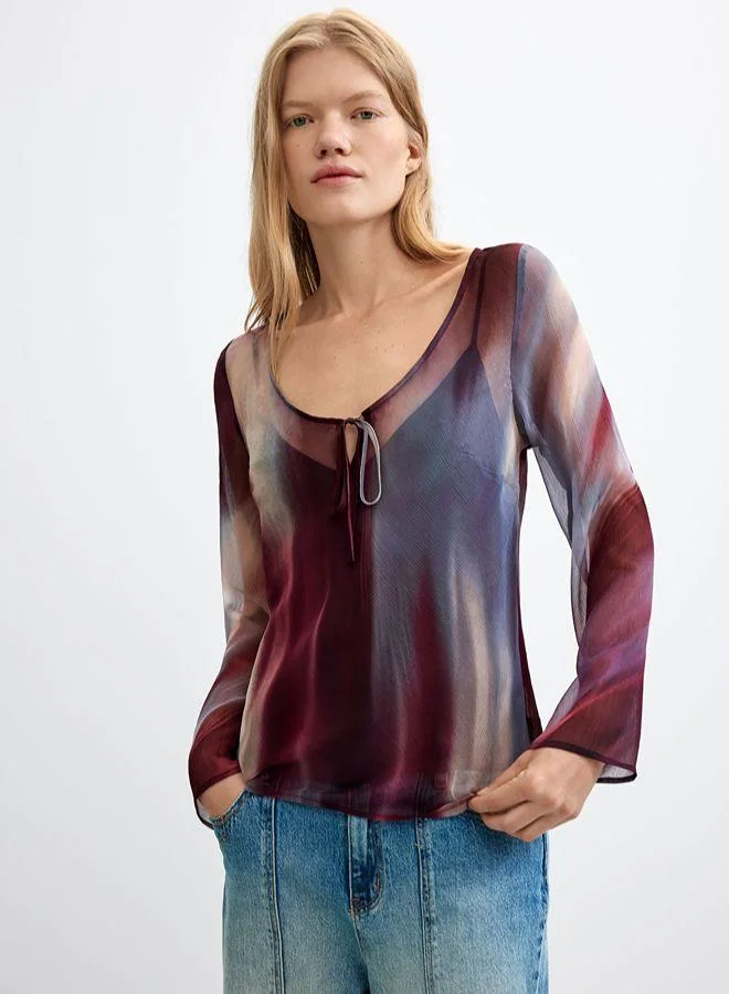 Desigual Sheer Long-Sleeve Blouse