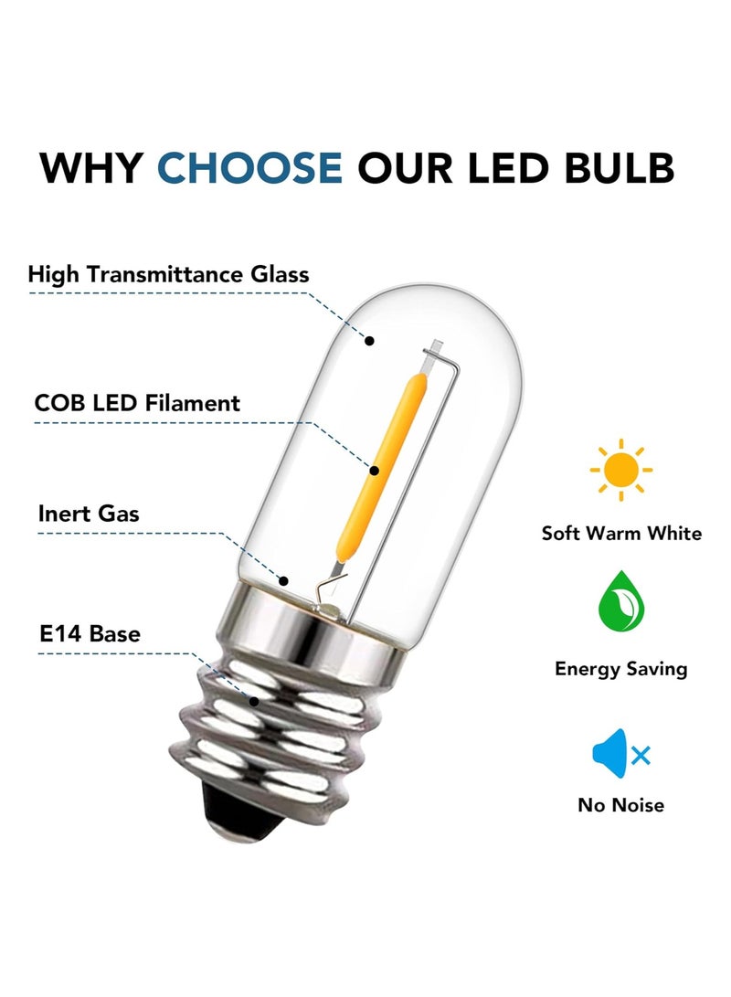 Excefore E14 LED Light Bulbs, Mini 6Pcs T16 0.6W Vintage Edison Screw Light Bulb Tubular Night Light Mini Bulb Warm White 2200K Amber Light 10W Equivalent Bulb for Sewing Machine Refrigerator, Non-dimmable - Image 5