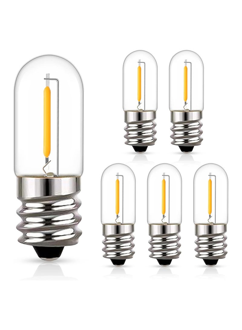 Excefore E14 LED Light Bulbs, Mini 6Pcs T16 0.6W Vintage Edison Screw Light Bulb Tubular Night Light Mini Bulb Warm White 2200K Amber Light 10W Equivalent Bulb for Sewing Machine Refrigerator, Non-dimmable - Image 1