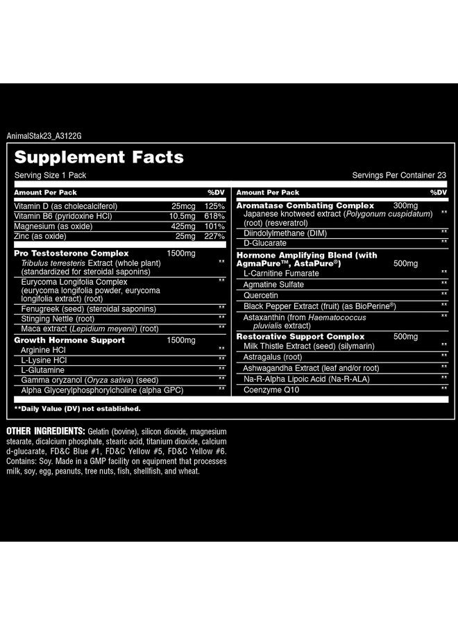 Animal Stak - Complete Natural Hormone Booster Supplement with Tribulus - Natural Testosterone Booster for Athletes - Contains Estrogen Blockers - 1 Month Cycle - Image 2
