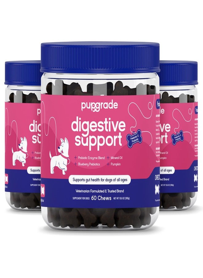 PupGrade Digestive Support Chews for Dogs - Prebiotic and Probiotic Supplement with Enzyme Blend - Upset Stomach, Diarrhea, Bowel, and Immune Support - Pumpkin, Blueberry, Mineral Oil - 180 Soft Chews - Image 1