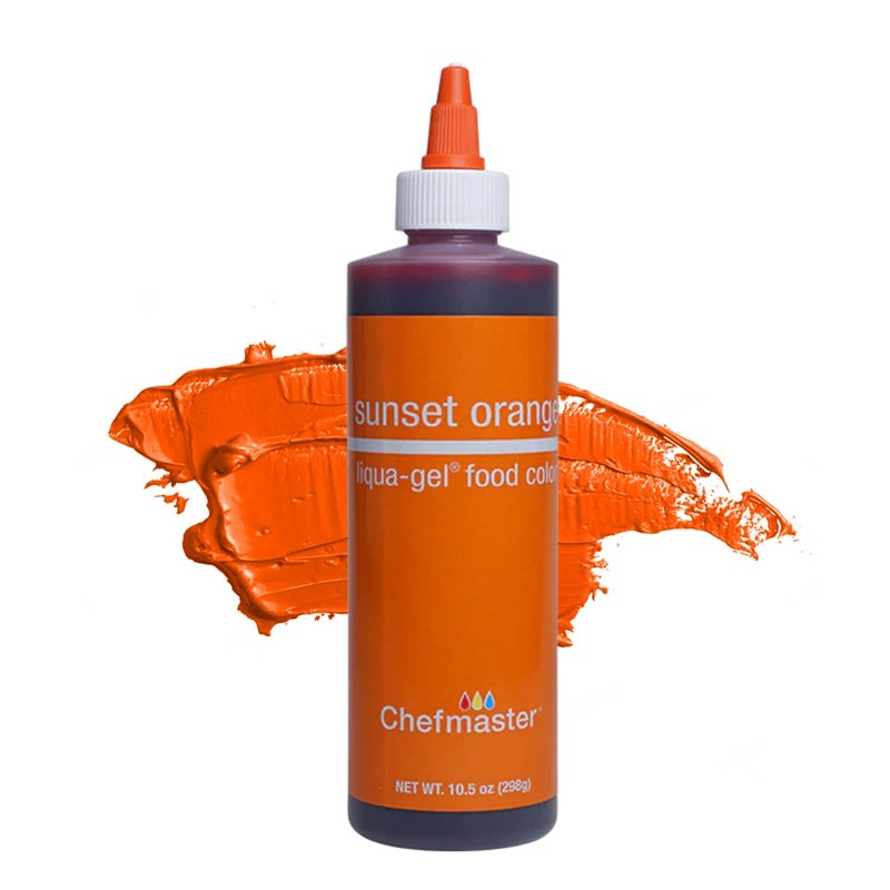 Chefmaster Sunset Orange LiquaGel Food Coloring Vibrant Color ProfessionalGrade Dye for Icing Frosting Fondant Baking Decorating FadeResistant EasytoUse Made in USA 105 oz