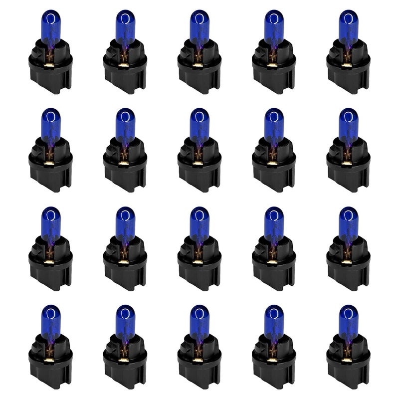 QQWD 20PCS T5 17 57 86 Halogen Instrument Cluster Bulbs Kits, 12V Dash Light for Car Interior, Automotive Replacement Gauge Cluster Panel Bulb with T5 Sockets, Universal Lighting Accessoriesï¼ˆBlue - Image 1