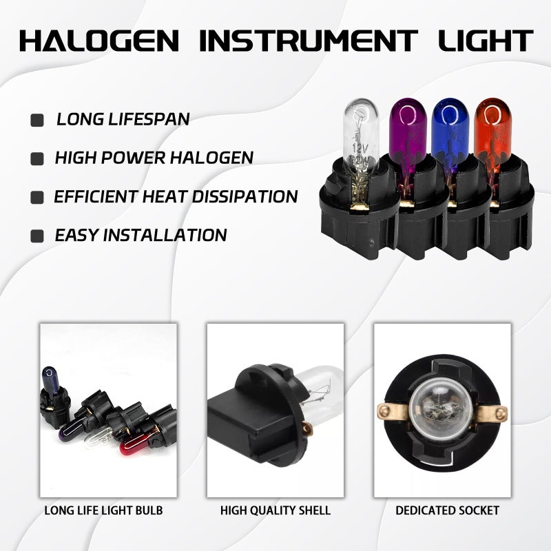 QQWD 20PCS T5 17 57 86 Halogen Instrument Cluster Bulbs Kits, 12V Dash Light for Car Interior, Automotive Replacement Gauge Cluster Panel Bulb with T5 Sockets, Universal Lighting Accessoriesï¼ˆBlue - Image 4
