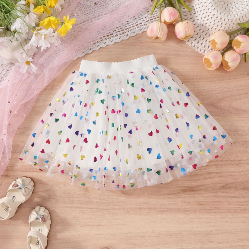 Four Seasons Children'S Clothing Girls Love Skirt 2025 Summer Short Skirt Puffy Girl Peach Heart Princess Skirt Half Skirt - Image 4