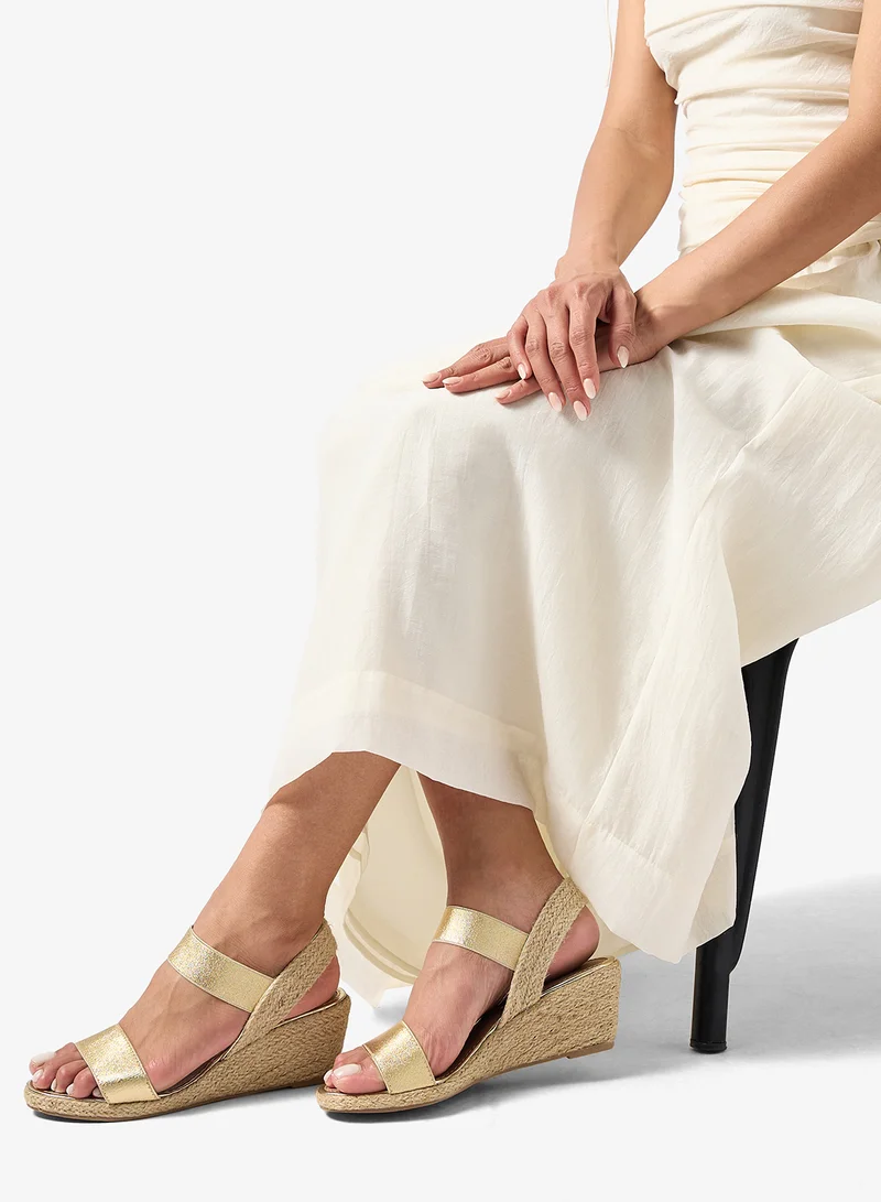 Savannah Collection Gold Mid Wedged Casual Sandal for Women | Best Price UAE