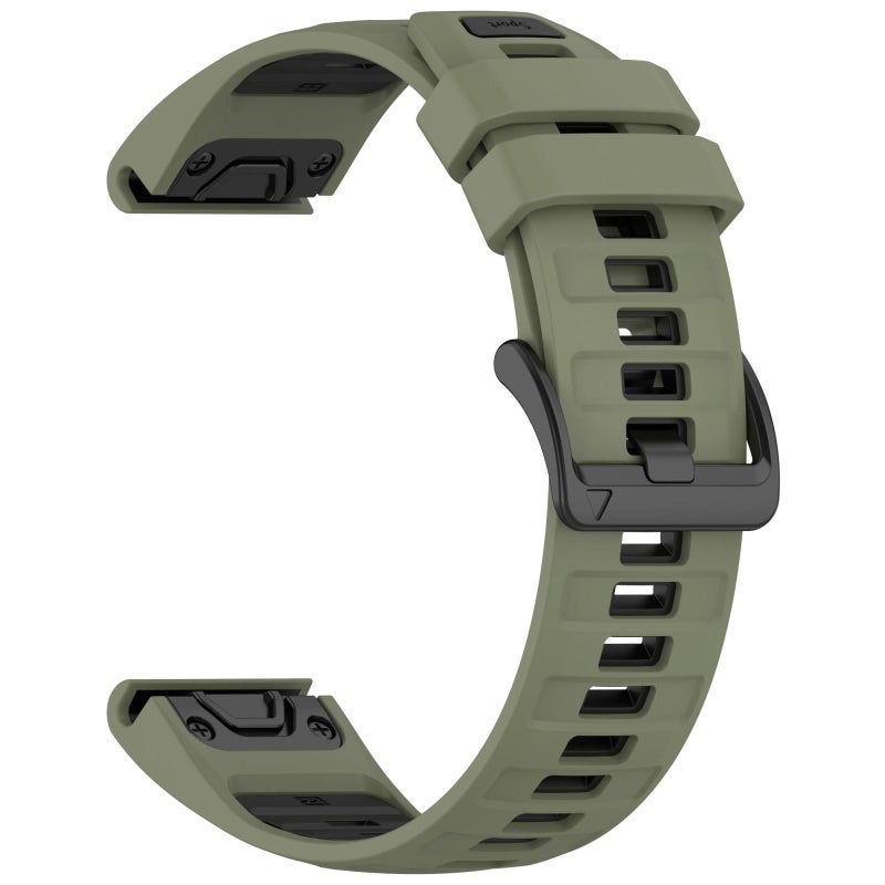 S-TOP For Garmin 22mm xDfind Dual Color Quick Release Steel Buckle Silicone Watch Band(Military Green+Black) - Image 2