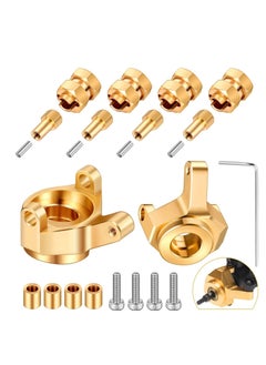 KASTWAVE Hex hub Extended Wheel Wheel Spacers Brass Weight Hex Hub Extended Combiner with a Cross Wrench Compatible SCX24 AXI90081 Upgrades Parts 1/24 RC Crawler Car Accessories Golden  - Image 1