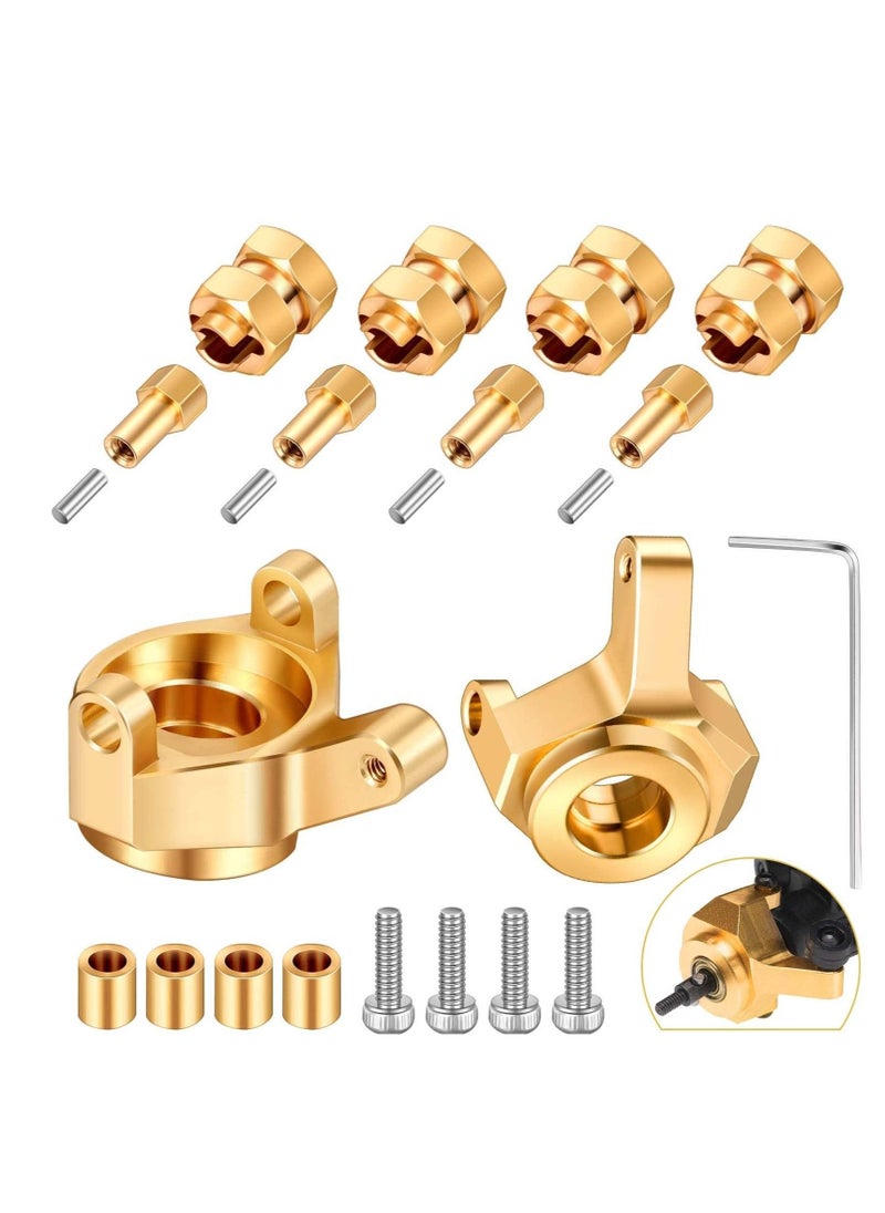KASTWAVE - Hex hub Extended Wheel Wheel Spacers Brass Weight Hex Hub Extended Combiner with a Cross Wrench Compatible SCX24 AXI90081 Upgrades Parts 1/24 RC Crawler Car Accessories Golden - Image 1