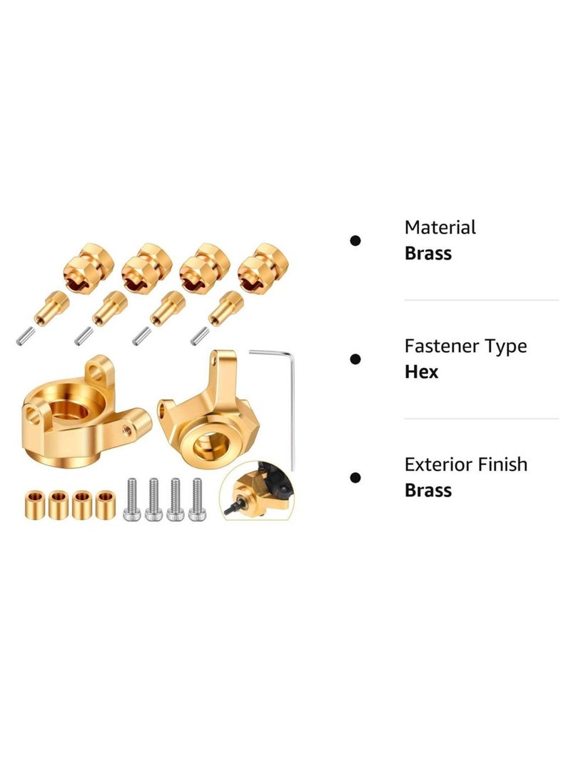 KASTWAVE - Hex hub Extended Wheel Wheel Spacers Brass Weight Hex Hub Extended Combiner with a Cross Wrench Compatible SCX24 AXI90081 Upgrades Parts 1/24 RC Crawler Car Accessories Golden - Image 1