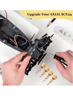 KASTWAVE Hex hub Extended Wheel Wheel Spacers Brass Weight Hex Hub Extended Combiner with a Cross Wrench Compatible SCX24 AXI90081 Upgrades Parts 1/24 RC Crawler Car Accessories Golden  - Image 2