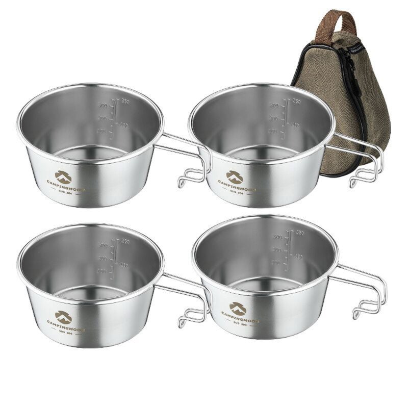 Campingmoon Outdoor Stainless Steel 450ml Sierra Bowl Picnic Tableware Portable Barbecue Hiking Camping Cup Picnic Cookware With Storage Bag - Image 1