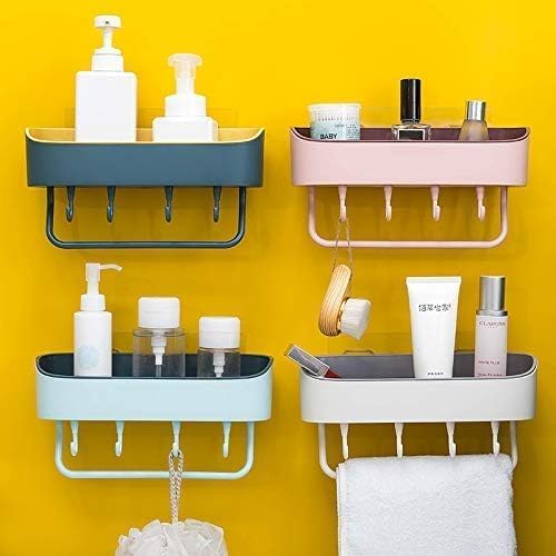 GAMAHA Multipurpose Plastic Kitchen Bathroom Shelf Wall Storage Rack with Magic Sticker Towel Holder Pack of 1 - Image 1