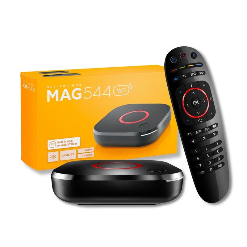 Raxxio MAG544w3 Set-Top Box â€“ 4K HDR Streaming Media Player, 4K HDR Output, Amlogic S905Y4, Linux 4.9, Dual-Band Wi-Fi, HDMI Cable, Remote - Hardware Device Only - Image 1